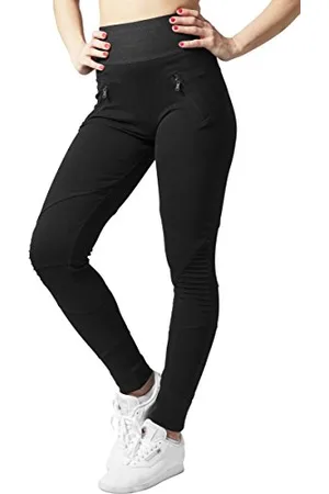 Urban classics Damen Leggings Interlock High Waist Sportleggings, Schwarz, S