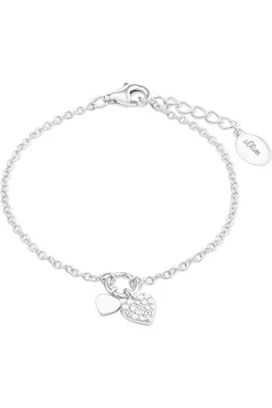 QS by s.Oliver Armband 925 Sterling Silber Mädchen Kinder Armschmuck, mit Zirkonia synth., 14+2 cm, Silber, Herz, Kommt in Schmuck Geschenk Box, 2022701