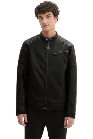 TOM TAILOR Herren 1042723 Biker Fake-Lederjacke, 29999-Black, XL