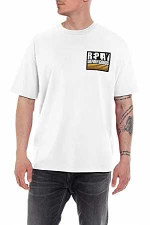 Replay Herren T-Shirt Kurzarm mit Print, (Weiß), XXL