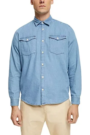 ESPRIT Herren 072ee2f306 Hemd, Blue Light Washed, XL EU