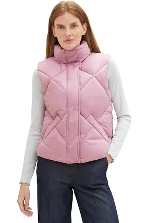 TOM TAILOR Damen Steppweste mit Stehkragen, dusty vanda, S
