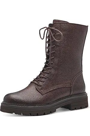 Marco Tozzi Damen Schnürstiefel ohne Absatz aus Kunstleder Flach, Braun (Cafe), 38