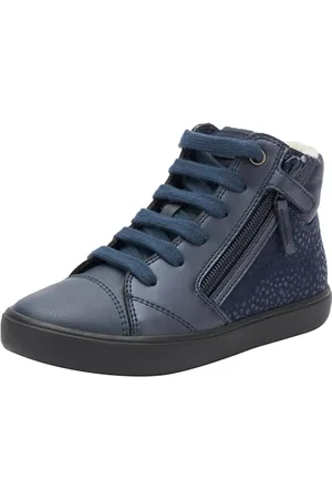 Geox J GISLI Girl B Sneaker, Navy/Silver, 32 EU