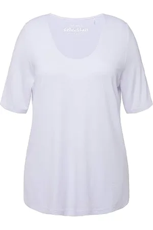 Ulla Popken Damen, vorne doppellagig, V-Ausschnitt, Halbarm T-Shirts, , 58-60