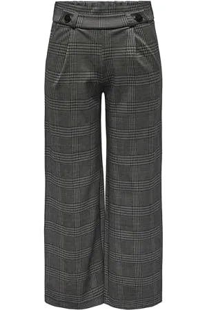 JDY Damen GEGGO MIA Long Pant JRS NOOS Stoffhose, Granite Grey/Checks:Dark Check, XS / 32L