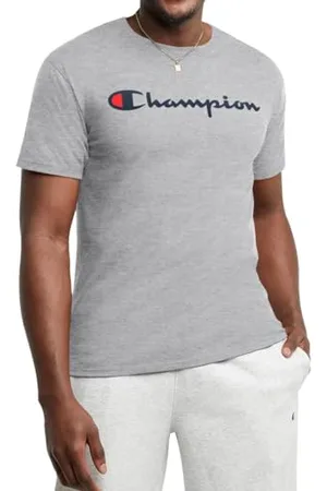 Champion Herren Big & Tall Classic Tee C T-Shirt, Oxford Grey Script, Mittel