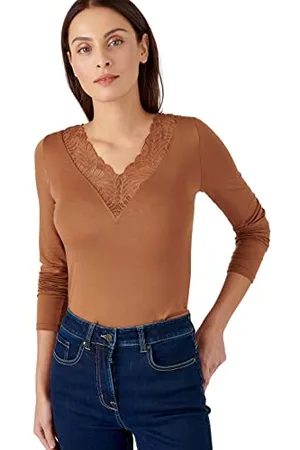 Damart Damen Unsichtbares langärmliges Thermolactyl mit Spitze T-Shirt, , M