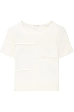 TOM TAILOR Mädchen Kinder Cropped T-Shirt mit Rippstruktur 1035120, Weiß, 140