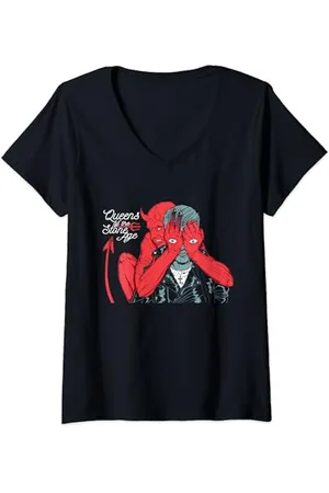Queens Of The Stone Age Damen Offizielle Devil T-Shirt mit V-Ausschnitt