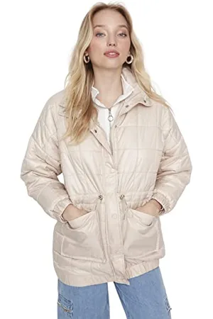 Trendyol Damen Damen Regular Puffer Plain Webstoff Winterjacke Coat, , M EU