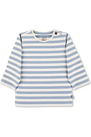 Sterntaler Baby Jungen Langarmshirt Baby GOTS Langarm-Shirt gestreift - Baby Shirt Langarm - mit Esel Stickerei und Knopf - bleu, 50