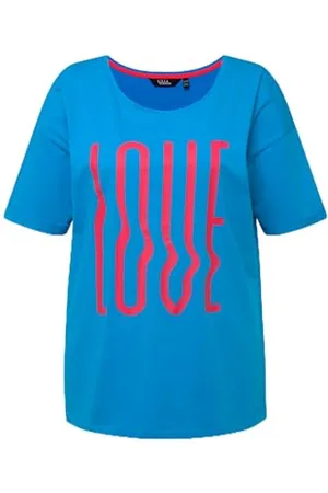 Ulla Popken Damen Schriftzug Druck, Oversize Dori 829291 T-Shirt, , 54-56
