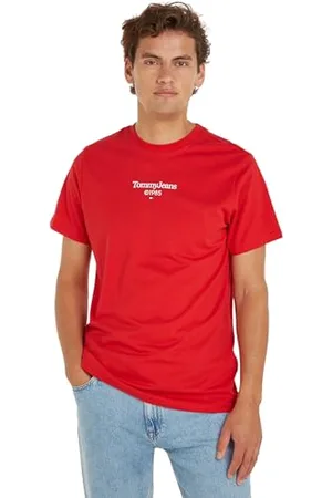 Tommy Hilfiger Herren T-Shirt Kurzarm Slim Rundhalsausschnitt, (Deep Crimson), S
