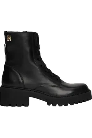 Tommy Hilfiger CHIC MID HEEL LEATHER LACE-UP ( Stiefeletten Damen, (Black), 36 EU