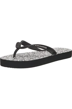 Armani Exchange Damen Cooper Flip-Flops mit doppelter Sohle Flipflop, Schwarz + Optik, 38 EU