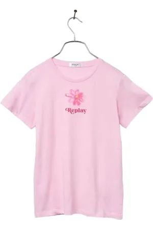 Replay Mädchen T-Shirt Kurzarm aus Baumwolle, Rosa (Bubble Pink 066), 12 Jahre
