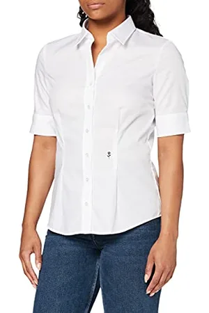 Seidensticker Damen City Bluse Kurzarm Slim Fit Uni Bügelfrei Blouse, , 34 EU