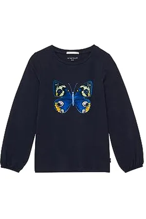 TOM TAILOR Mädchen 1037420 Langarmshirt mit Print, 10668-sky Captain Blue, 92/98