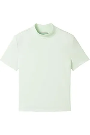 TOM TAILOR Mädchen Kinder Basic T-Shirt mit Rippstruktur & Stehkragen, , 176