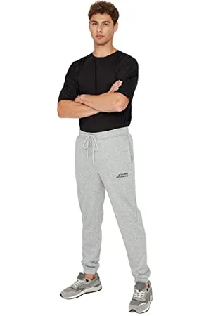 Trendyol Herren Herren Mittlerer Bund Regular Jogginghose Sweatpants, Grau, S EU