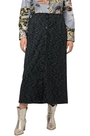 Ulla Popken Damen Jerseyrock, A-Linie, Punto di Roma, Knöpfe Röcke, , 50-52