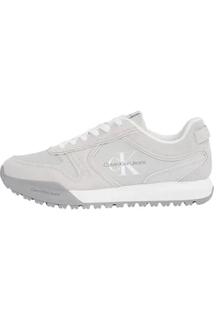 Calvin Klein Herren Runner Sneaker Toothy Irregular Lines aus Wildleder, Grau (Oyster Mushroom), 46