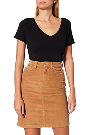 Tommy Hilfiger Damen Straight Cord HW Skirt Rock, Landschaft Khaki, 32
