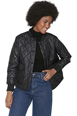 Trendyol Damen Damen Regular Puffer Plain Webstoff Winterjacke Coat, , S EU