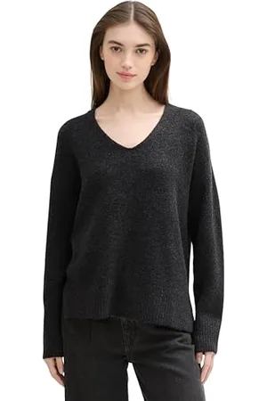 TOM TAILOR Damen Cosy Strickpullover mit V-Ausschnitt, , L