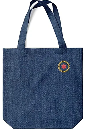 Green Fish Denim-Tragetasche, bedruckt, Einkaufstasche, maschinenwaschbar, faltbar, Handtasche aus Jeans mit Griffen, 38 x 42 cm