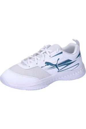 PUMA Unisex Kinder Varion Ii Jr Indoor Court Shoe, White Blue Horizon, 37.5 EU