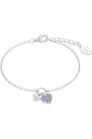QS by s.Oliver Armband 925 Sterling Silber Mädchen Kinder Armschmuck, mit Zirkonia synth., 14+2 cm, Silber, Herz, Kommt in Schmuck Geschenk Box, 2036453