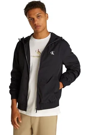 Calvin Klein Herren Windbreaker Jacke Nylon Hooded Leicht, Schwarz (Ck Black), M