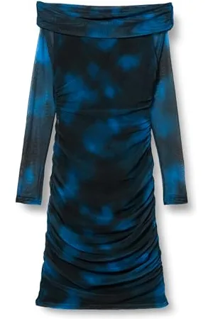 Trendyol Damen Abstrakt Midi Lange Ärmel Tag Nacht Schlank Kleid Dress, , M