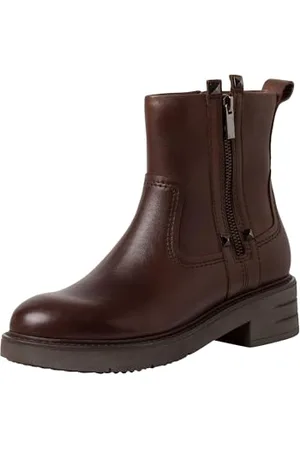 Marco Tozzi Damen Stiefeletten mit Absatz aus Leder mit Reißverschluss, Braun , 41 EU