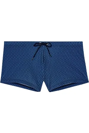 Hom Herren Morny Badehose Swim Trunks, Micro Motiv Marineblau/Orange, S