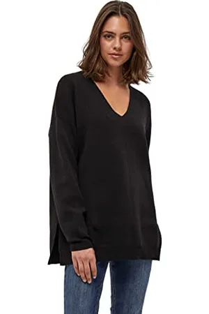 Peppercorn Rosalia Lang Pullover Damen | Bequeme Damenpullover Langarm | Hochwertiger Damen Pullover Winter | Langer Pullover Damen Winter mit V-Ausschnitt