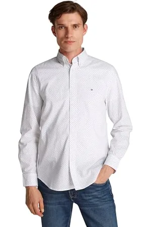 Tommy Hilfiger Herren Hemd Flex Poplin Polka Dot Regular Fit, Weiß (Optic White / Navy Dot), 3XL