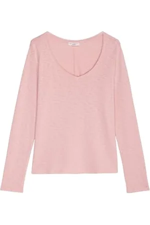 Marc O’ Polo Marc OߴPolo Denim Damen Langarmshirt aus Bio-Baumwolle mit V-Ausschnitt, Rosa , S