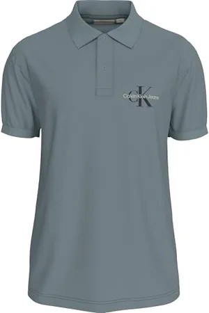 Calvin Klein Herren Poloshirt Kurzarm Monologo Regular Fit, Blau , L