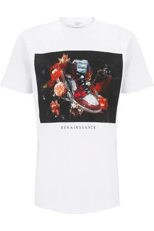 Mister Tee Unisex Renairssance Painting Oversize Tee S White