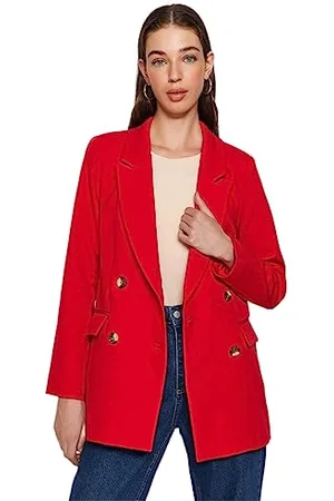 Trendyol Damen Gerade Lange Ärmel Übergröße Blazerjacke Blazer, , 34 EU
