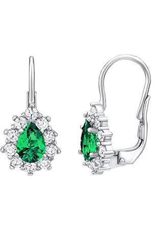 Silvego Damen Ohrringe aus 925 Sterling Silber mit grünem Stein Swarovski Created Stones