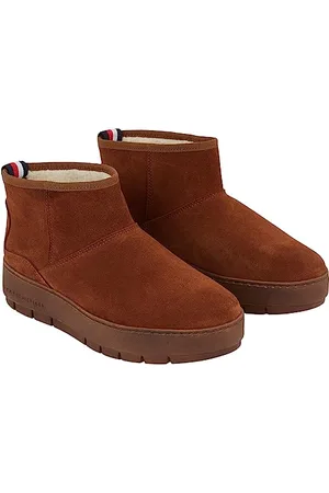 Tommy Hilfiger Damen COOL Suede Snowboot FW0FW07662 Niedrige Stiefel, Braun (Natural Cognac), 37 EU