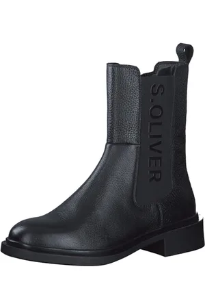 QS by s.Oliver Damen Chelsea Boots aus Leder mit Reißverschluss, (Black), 40 EU