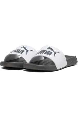 PUMA Unisex Popcat 20 Slide Sandal, White Dark Coal, 44.5 EU