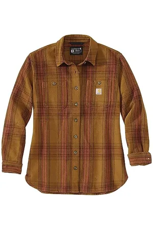 Carhartt Damen Langarmhemd Twill L,S Plaid Shirt, Farbe: Brown, Größe:XS