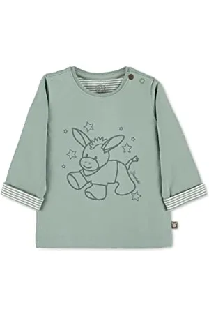 Sterntaler Baby Jungen Langarmshirt Baby GOTS Langarm-Shirt Emmi Druck - Baby Shirt Langarm - mit Esel Druck und Knopf - , 50