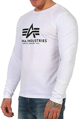 Alpha Industries Herren Basic T-LS Longsleeve T-Shirt, White, 56
